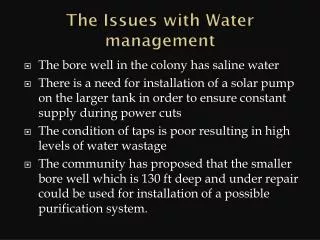 The Issues with Water management