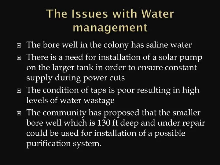the issues with water management