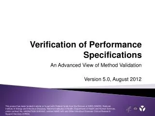 Verification of Performance Specifications