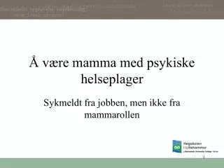v re mamma med psykiske helseplager