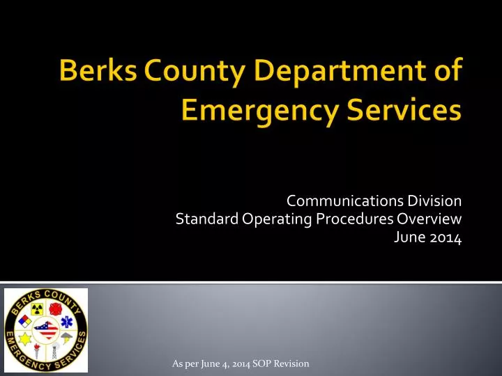 communications division standard operating procedures overview june 2014