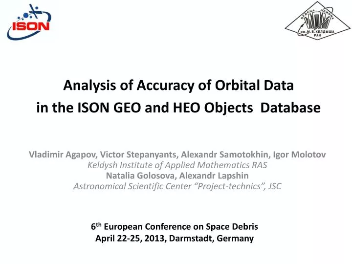 analysis of accuracy of orbital data in the ison geo and heo objects database