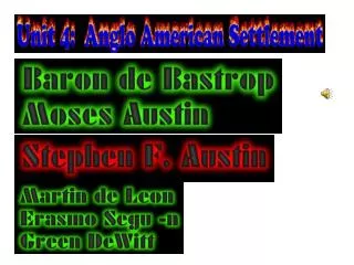 Baron de Bastrop helped Moses Austin colonize Texas