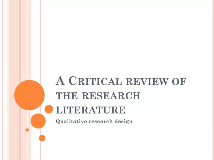 a critical review of the research literature