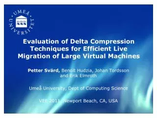 Evaluation of Delta Compression Techniques for Efficient Live Migration of Large Virtual Machines