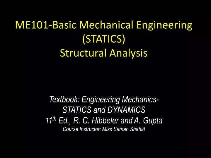me101 basic mechanical engineering statics structural analysis