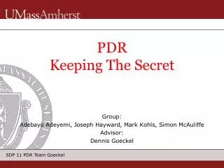 PDR Keeping The Secret