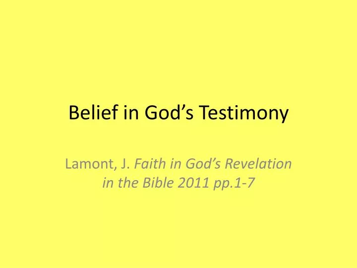 belief in god s testimony