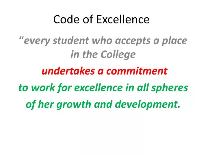 code of excellence