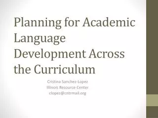 Planning for Academic Language Development Across the Curriculum