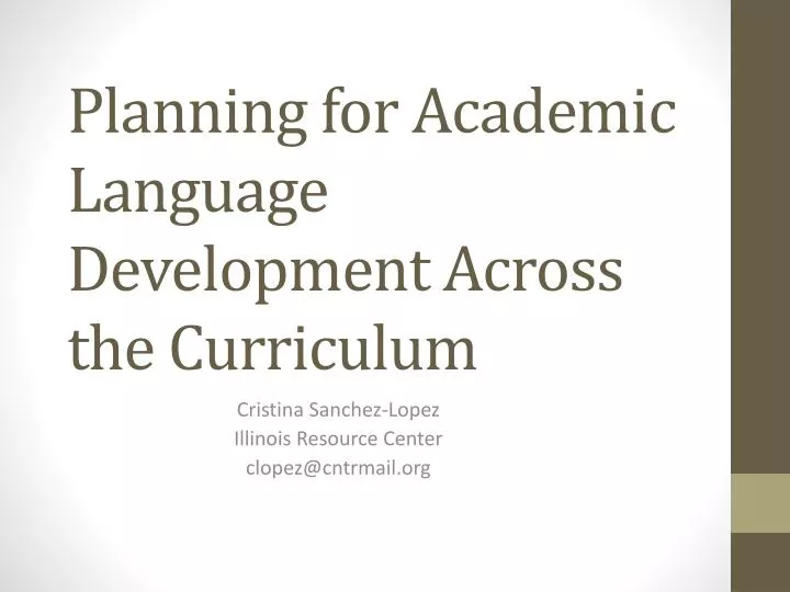 planning for academic language development across the curriculum