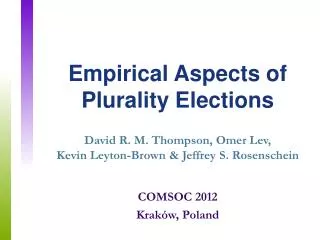 Empirical Aspects of Plurality Elections