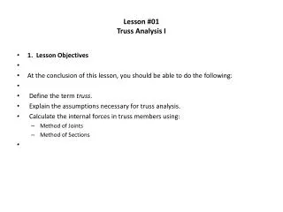 Lesson #01 Truss Analysis I