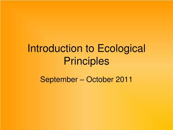 introduction to ecological principles