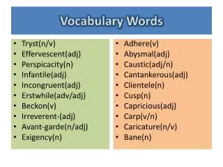vocabulary words