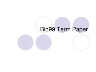 Bio99 Term Paper
