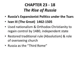 CHAPTER 23 - 18 The Rise of Russia