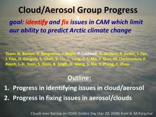 Cloud/Aerosol Group Progress