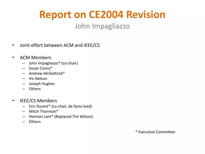 report on ce2004 revision john impagliazzo