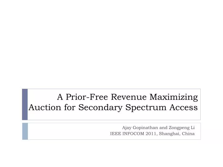 a prior free revenue maximizing auction for secondary spectrum access