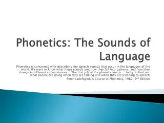phonetics the sounds of language