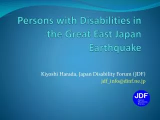 Persons with Disabilities in the Great East Japan Earthquake