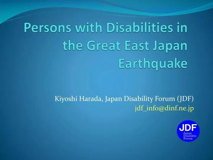 persons with disabilities in the great east japan earthquake