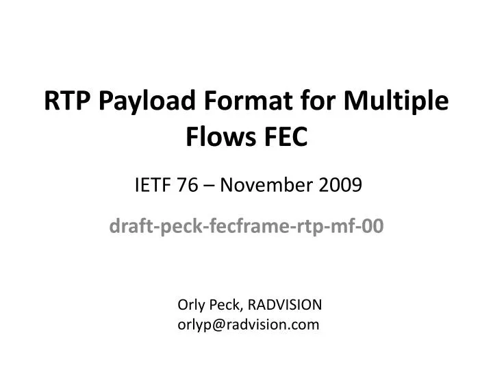 rtp payload format for multiple flows fec
