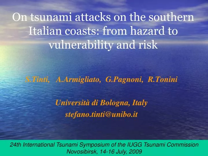 on tsunami attacks on the southern italian coasts from hazard to vulnerability and risk