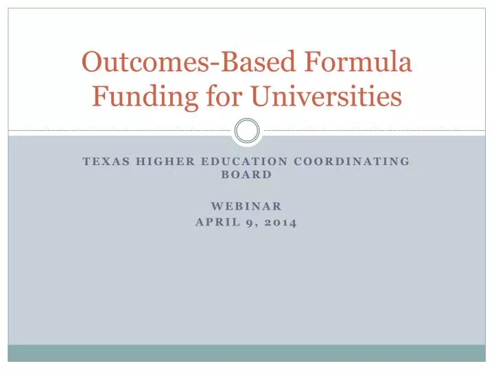 outcomes based formula funding for universities