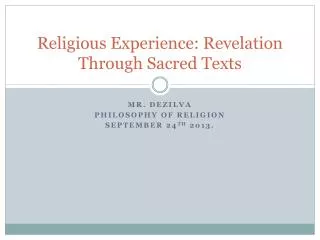 Religious Experience: Revelation Through Sacred Texts