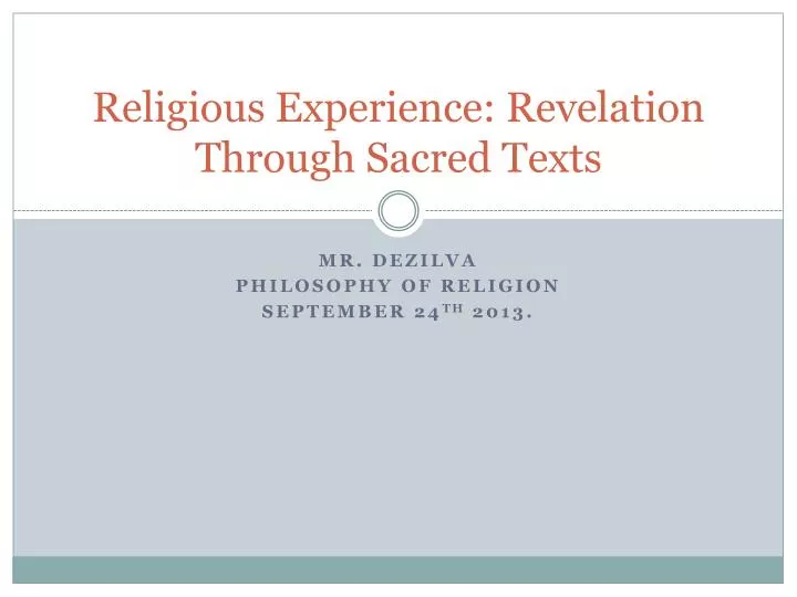 religious experience revelation through sacred texts