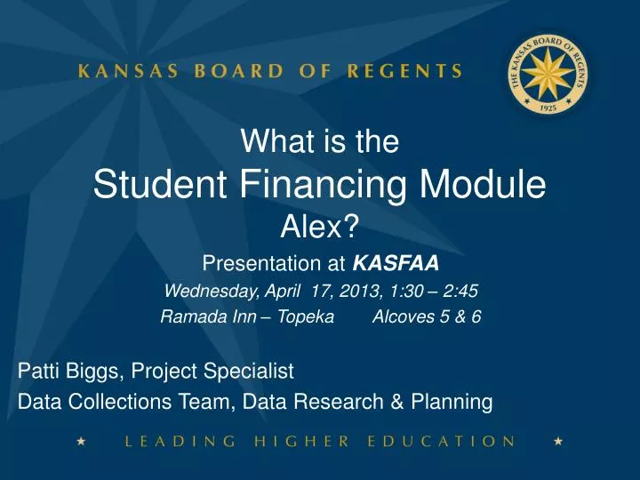 what is the student financing module alex