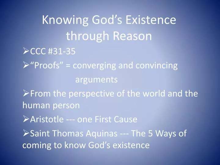 knowing god s existence through reason