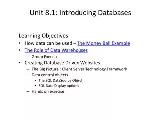 Unit 8.1: Introducing Databases