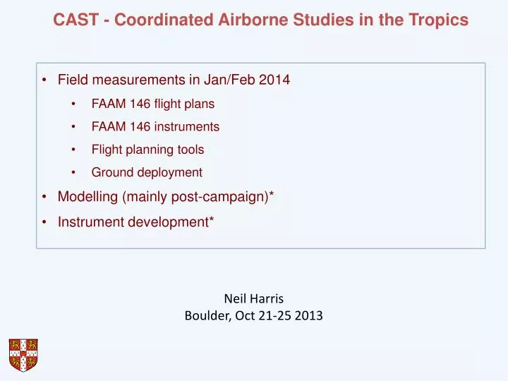 cast coordinated airborne studies in the tropics
