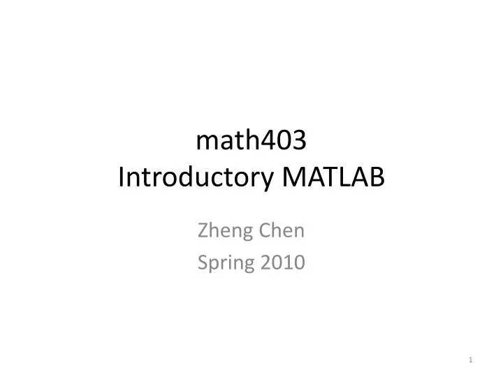 math403 introductory matlab