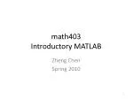 math403 Introductory MATLAB