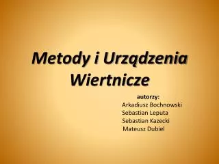 metody i urz dzenia wiertnicze