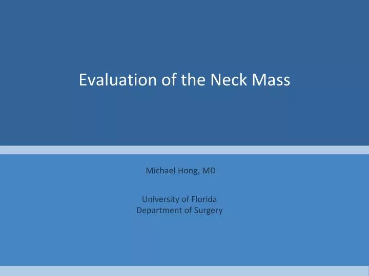 evaluation of the neck mass