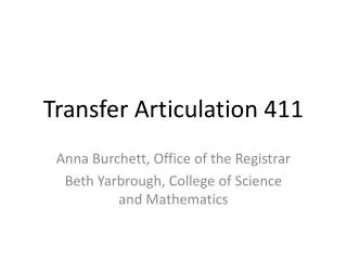 Transfer Articulation 411