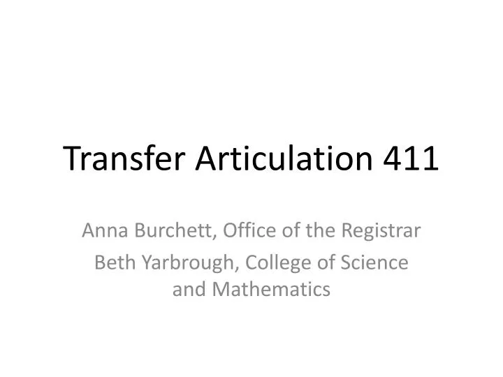 transfer articulation 411