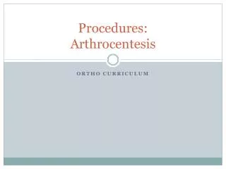Procedures: Arthrocentesis