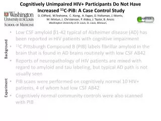Cognitively Unimpaired HIV+ Participants Do Not Have Increased 11 C-PiB: A Case Control Study