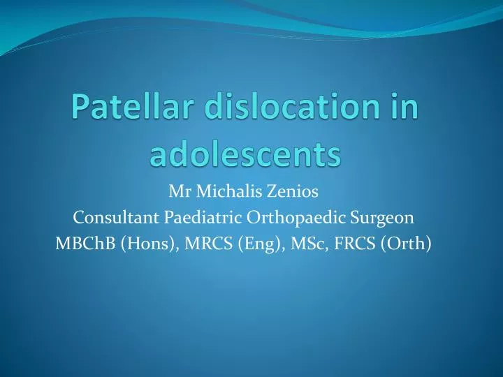 patellar dislocation in adolescents