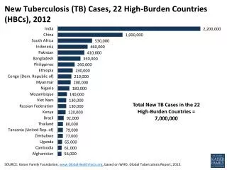 New Tuberculosis (TB) Cases, 22 High-Burden Countries (HBCs), 2012