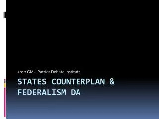 States counterplan &amp; federalism da