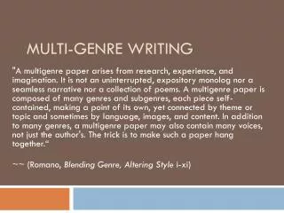 Multi-Genre Writing