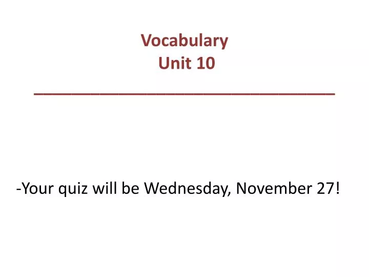 your quiz will be wednesday november 27