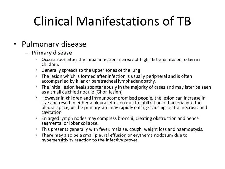 clinical manifestations of tb